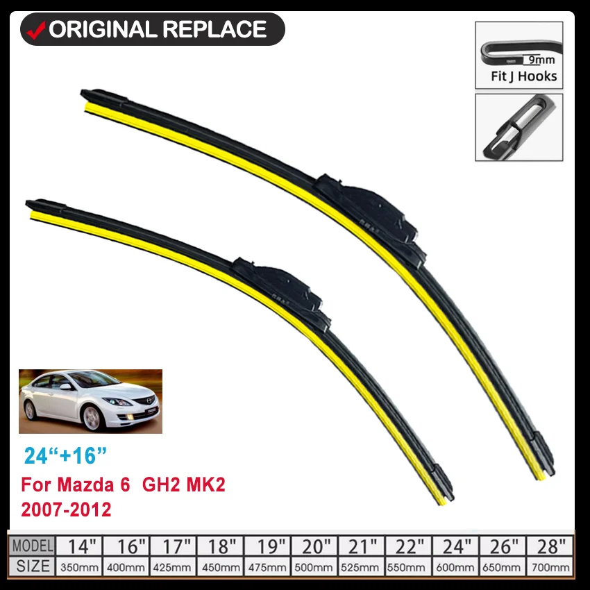 For Mazda 6 GH2 MK2 2007 2008 2009 2010 2011 2012 2013 Accessories Car Front Windscreen Wiper Blades Brushes Cutter U J Hook