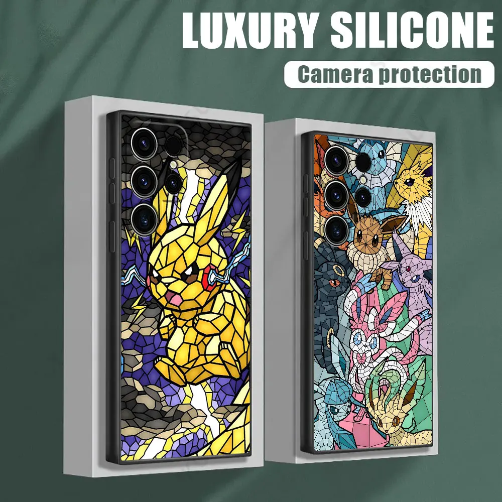 

Pokemons Eevee Umbreon Pikachu S25Ultra Case For Samsung Galaxy S25 S24 S23 S20 S21 FE S22 Ultra S10 Plus S24FE Soft Phone Cover