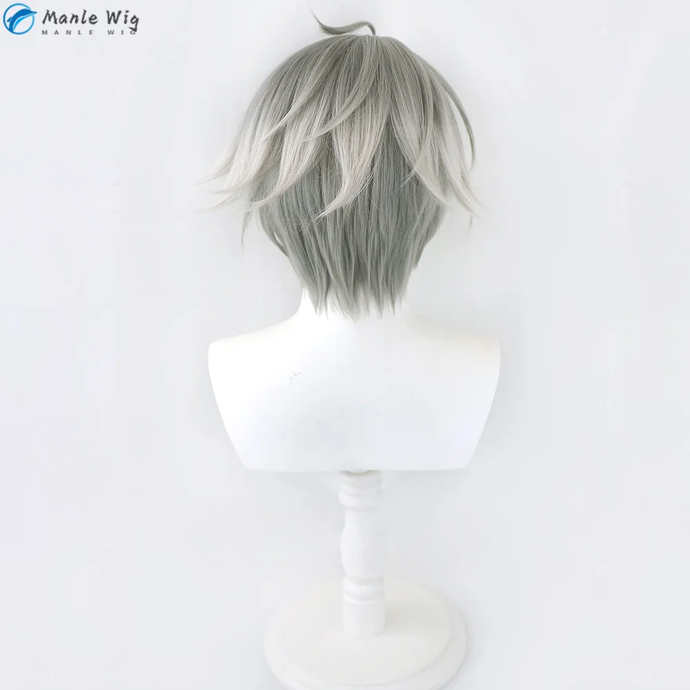 Al Haitham Cosplay Wig  Cosplay Sumeru AlHaitham Wigs 30cm Grey Heat Resistant Hair Anime Cosplay Wigs + Wig Cap