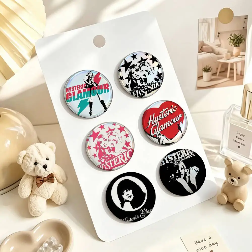 H-HystericS Glamour BRAND Enamel Pin Tinplate Round Brooch Cosplay Nijigen Otaku Culture Badge 25mm 32mm 44mm 58mm