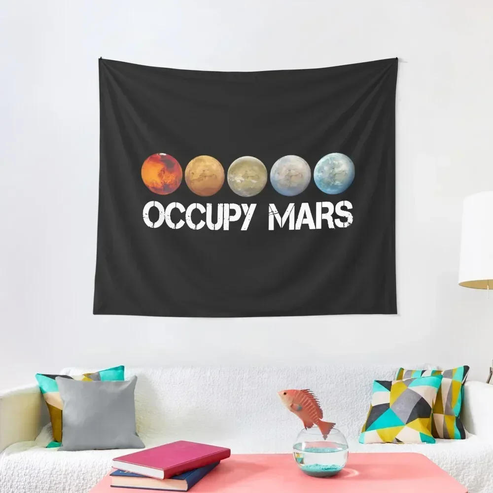 elon musk occupy mars Tapestry Bathroom Decor Art Mural Wall Coverings Decoration For Home Tapestry