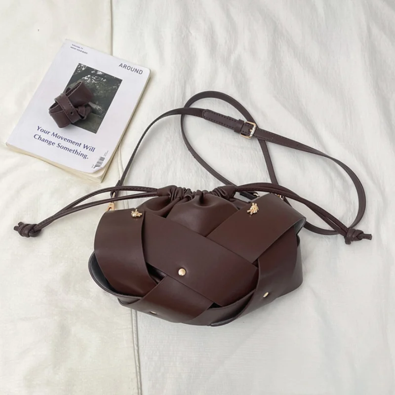 

Корейская сумка через плечо из искусственной кожи, однотонная, на шнурке, квадратная, с изысканным регулируемым ремнем, плиссированная сумка-кроссбоди, сумка-облако