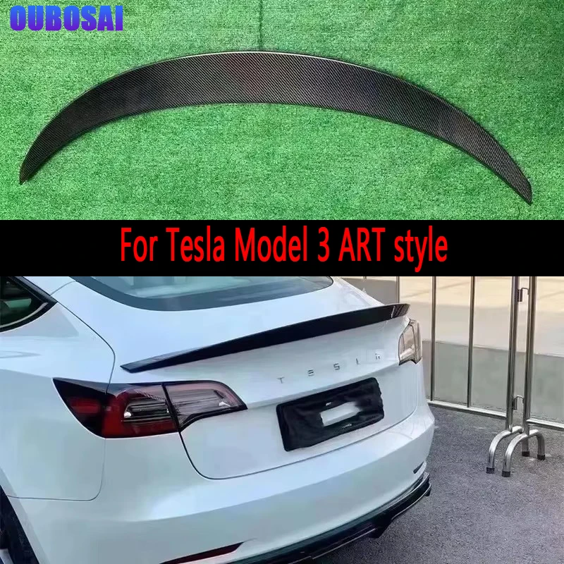 

For Tesla Model 3 ART style Carbon Fiber Spoiler Tail fins Rear Trunk Spoiler Guide Wing Rear Wing Diverter Spoiler Body Kit