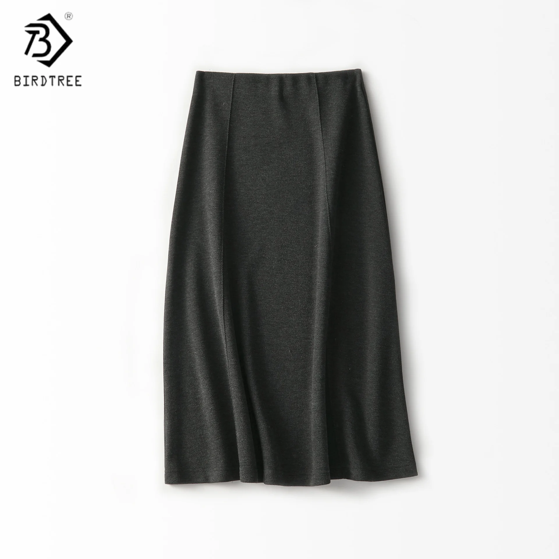 

Вязаная юбка во французском стиле Birdtree из смеси шерсти, женские элегантные юбки с эластичной резинкой на талии, осеннее свободное платье 2023 D5O418JF