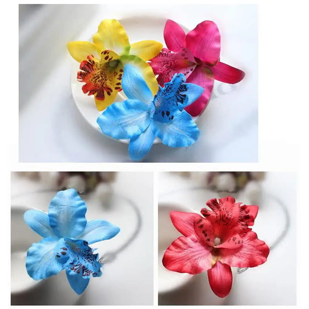 Hawaiian Flower Hibiscus Hair Clips Thai Orchid For Women Bohemia Style Bridal Headwear Hairclip Wedding Decor Hair Accessories