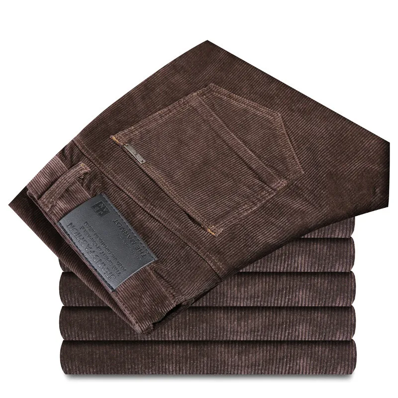 

Spring Autumn Men Trousers Casual Long Regular Fit brown pants Black Blue Corduroy Pants Men