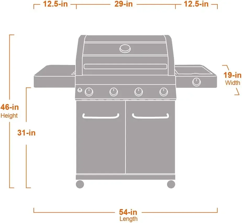 Grills Larger Convertible 4-Burner Natural Gas Grill Stainless Steel Cabinet Style Propane Grills, LED Controls,Side Burner