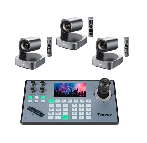 Professional Conference Camera 10X Zoom video Conferencing Camera and IP PoE NDI PTZ  Camera Controller 4D Joystick Keyboard