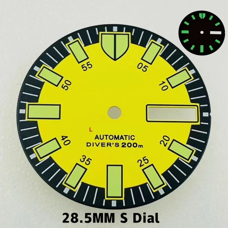 

NH36 dial 28.5mm dial S logo mechanical watch accessory, green lume, suitable for NH36 movement.