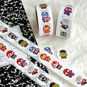 Nhãn dán Avengers Roll cho trẻ em, Liên minh Thông tư, Hulk, Thép, Người sắt, Quà tặng Kawaii, Dấu trang trí, MV, 500pcs, Mới 10 Bán nhãn dán kim loại chính - №1