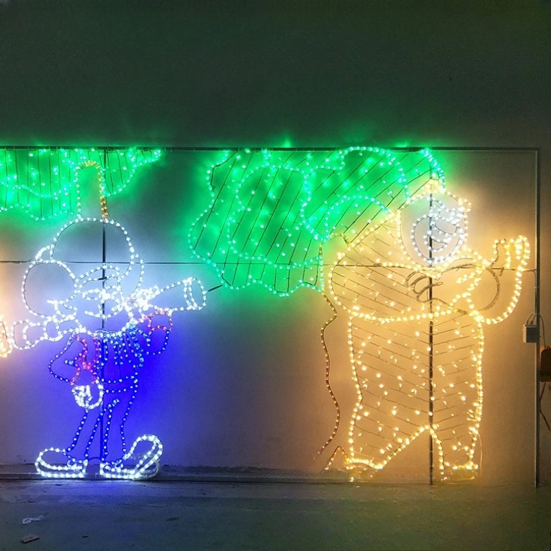 LED luminous bear haunting modeling light cartoon dynamic neon light background wall lighting painting lighting decorative ambie