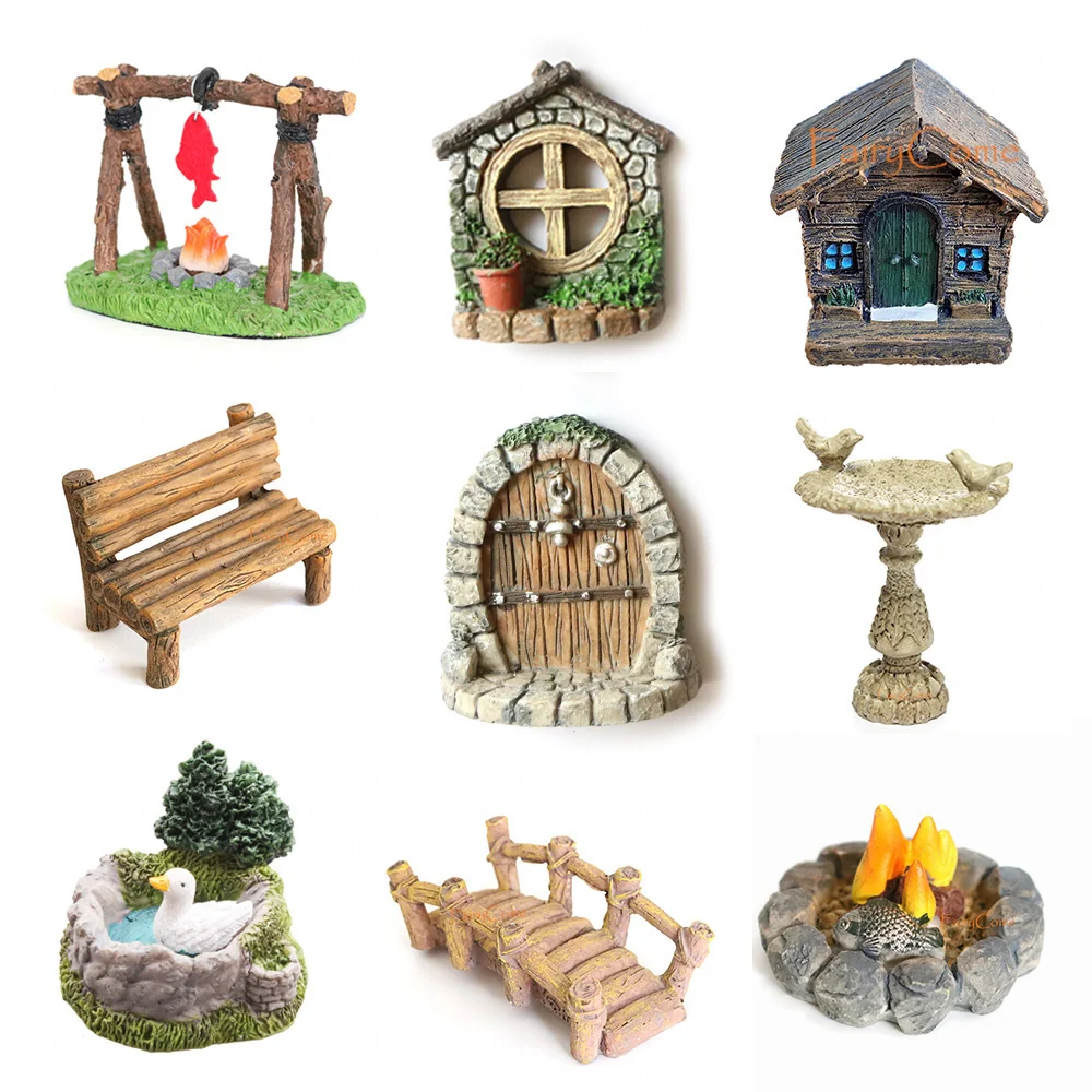 Juego de miniaturas de jardín de hadas, accesorios de figuras de arco de puerta de animales, decoración de figuras, artículos de decoración de jardín en miniatura de hadas al aire libre