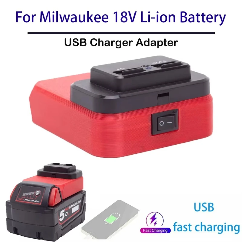 Battery power bank for Milwaukee 18V Li-ion battery with USB/Type-c dual fast charging interface split mobile power bank