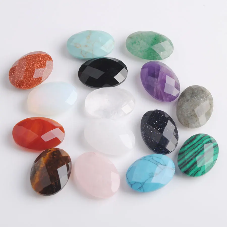 WOJIAER 10pcs/Lot Natural Gemstone Oval Faceted Cabochon 13x18x6mm Beads For Jewelry BZ901