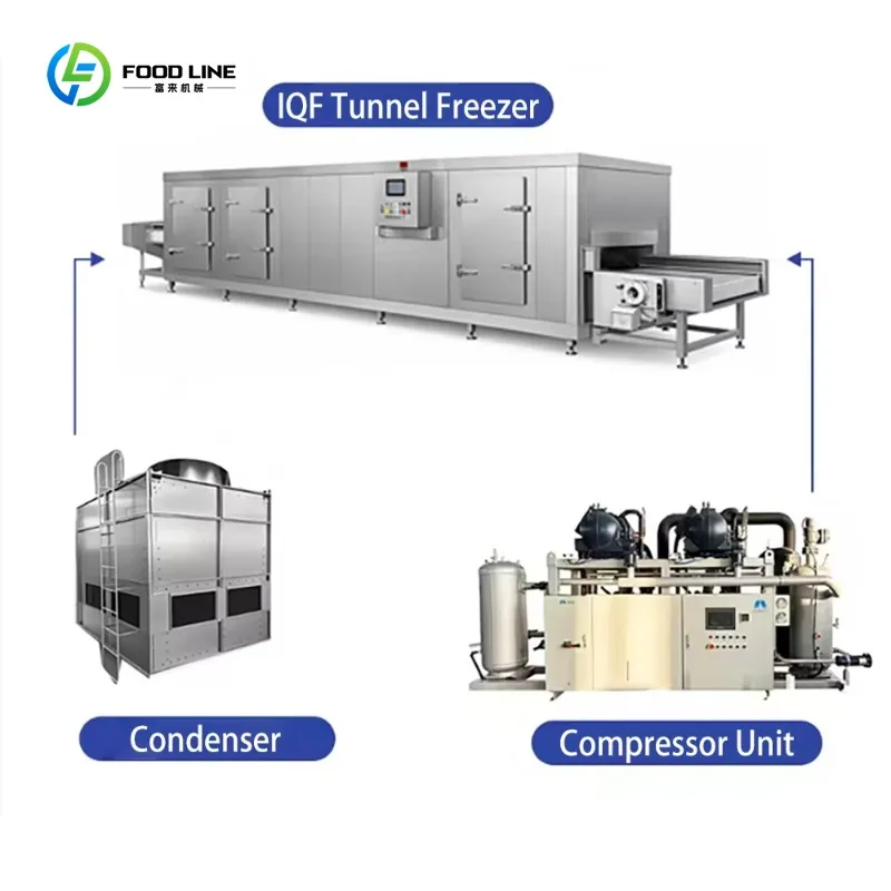 Precise Temperature Control High End Tunnel Freezer Equipment for Mala Tang Meatball Production Custom