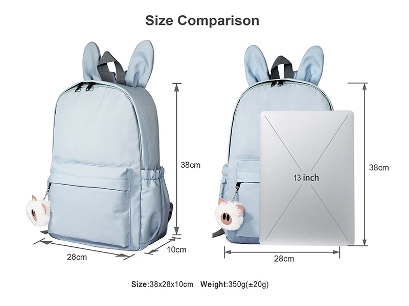 Zaino carino Capybara per ragazze Ragazzi Adolescenti Zaino per bambini Borse da scuola Capybara per animali Zaini da viaggio con orecchie di coniglio