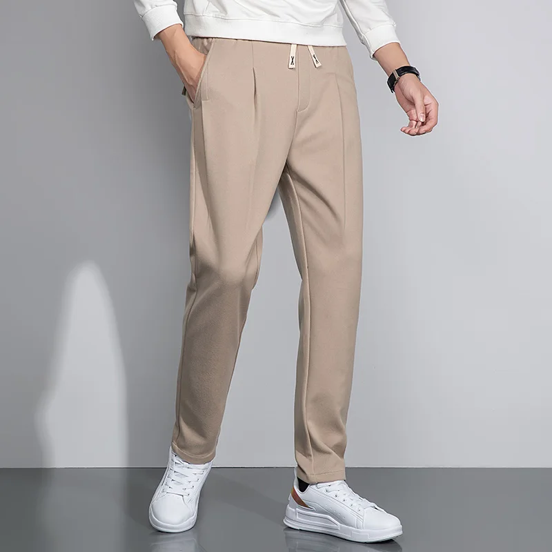 

Winter Men's Casual Pants with Brushed Fleece Lining Stretchable Wrinkle-Resistant Anti-Pilling & Warm Fabric Trousers Leisure