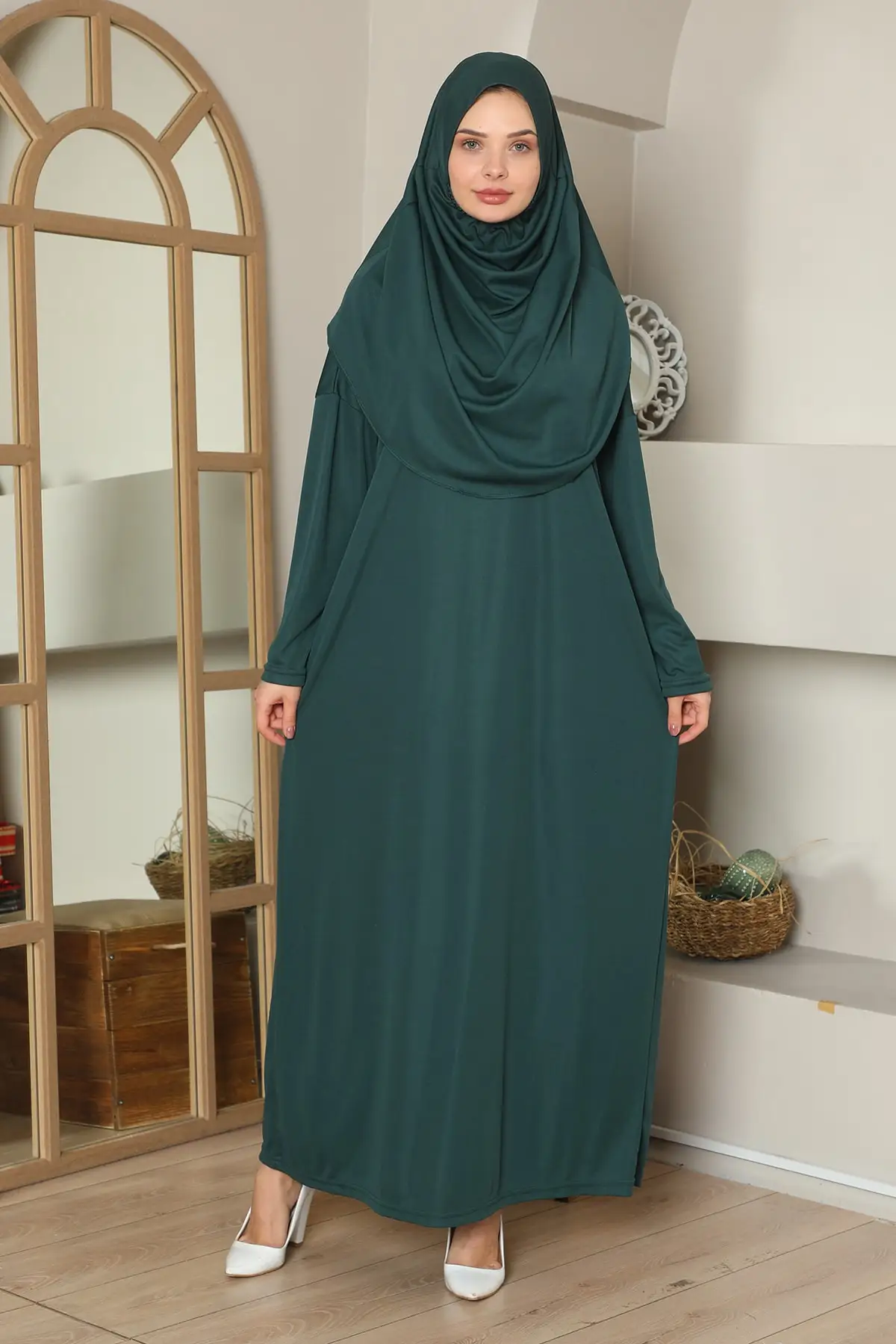 

Easy to Wear One Piece Muslim Women's Prayer Dress For Ramadan With Hijab Women's Clothing Sets - New Model -Useful -2022