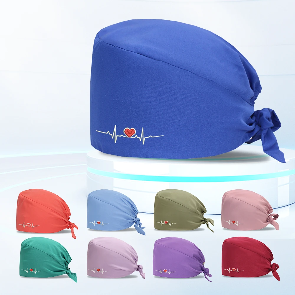 Women Embroidery Medical Caps Surgical Hats Hospital Dental Clinic Scrub Caps Polyester Beauty Salon SPA Work Headwear MSG-03