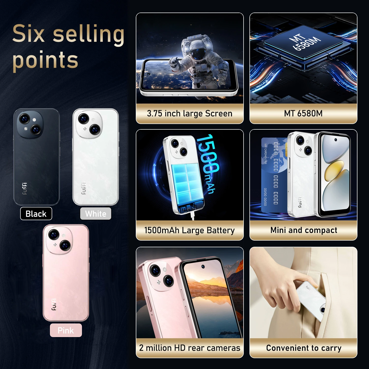 NUOVO Mini telefono S24 3.75 pollici 2 + 16GB ROM Smartphone Android Dual SIM Google Play Store 1500mAh 3G Rete Telefoni cellulari Regalo