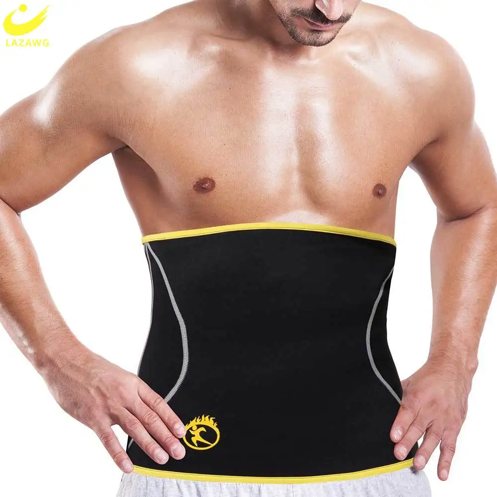 LAZAWG Mens Waist Trainer Belt Neoprene Slimming Body Shaper Weight Loss Tummy Fitness Corsets Belly Sweat Fat Burner Shapewear