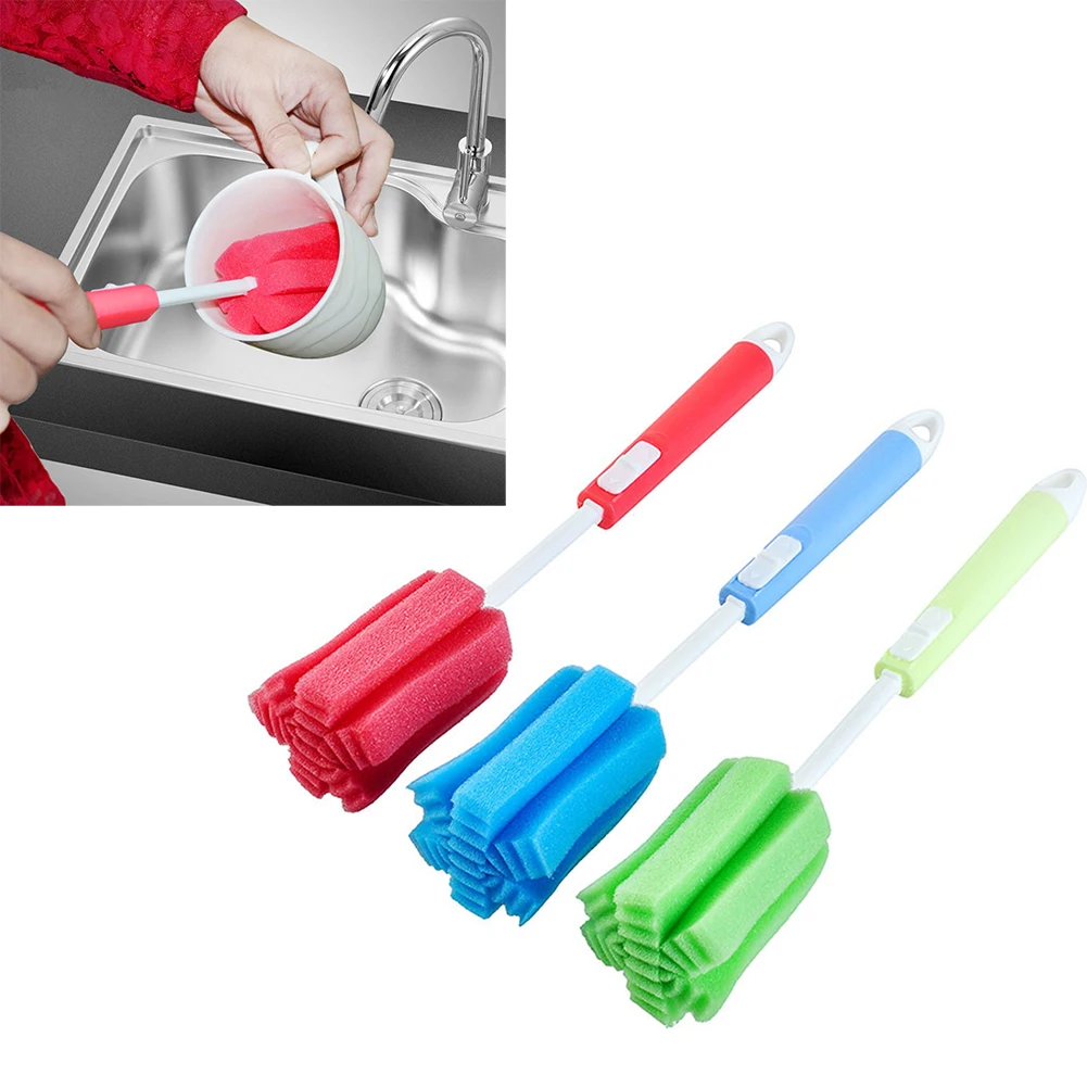 1PC Long Handle Baby Bottle Brush Soft Sponge Brush Water Bottle Glass Cup Washing Cleaner Tool Kitchen Cleaning Specialty Tool