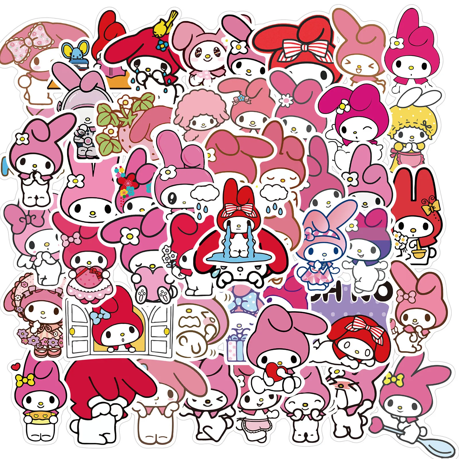 50Pcs/Set Sanrio Series My Melody Kawaii Stickers High Quality My Melody Cartoon Decoration DIY Hand Account Diary Stickers