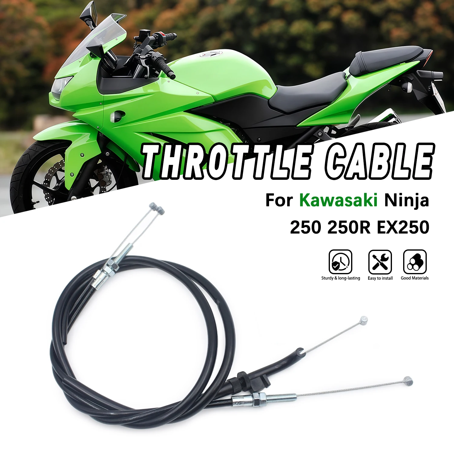 Replacement Throttle Cables Accelerator Control Wire For Kawasaki Ninja 250R EX250 2008-2017 2015 2016 Motorcycle Accessories