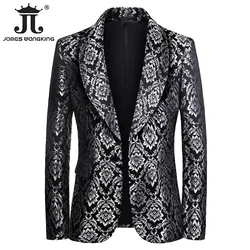 Luxurious Boutique Slim Print Men Suit Jacket Prom Banquet Tuxedo Groom Wedding Dress Blazer Social Mens Formal Suits Stage Host