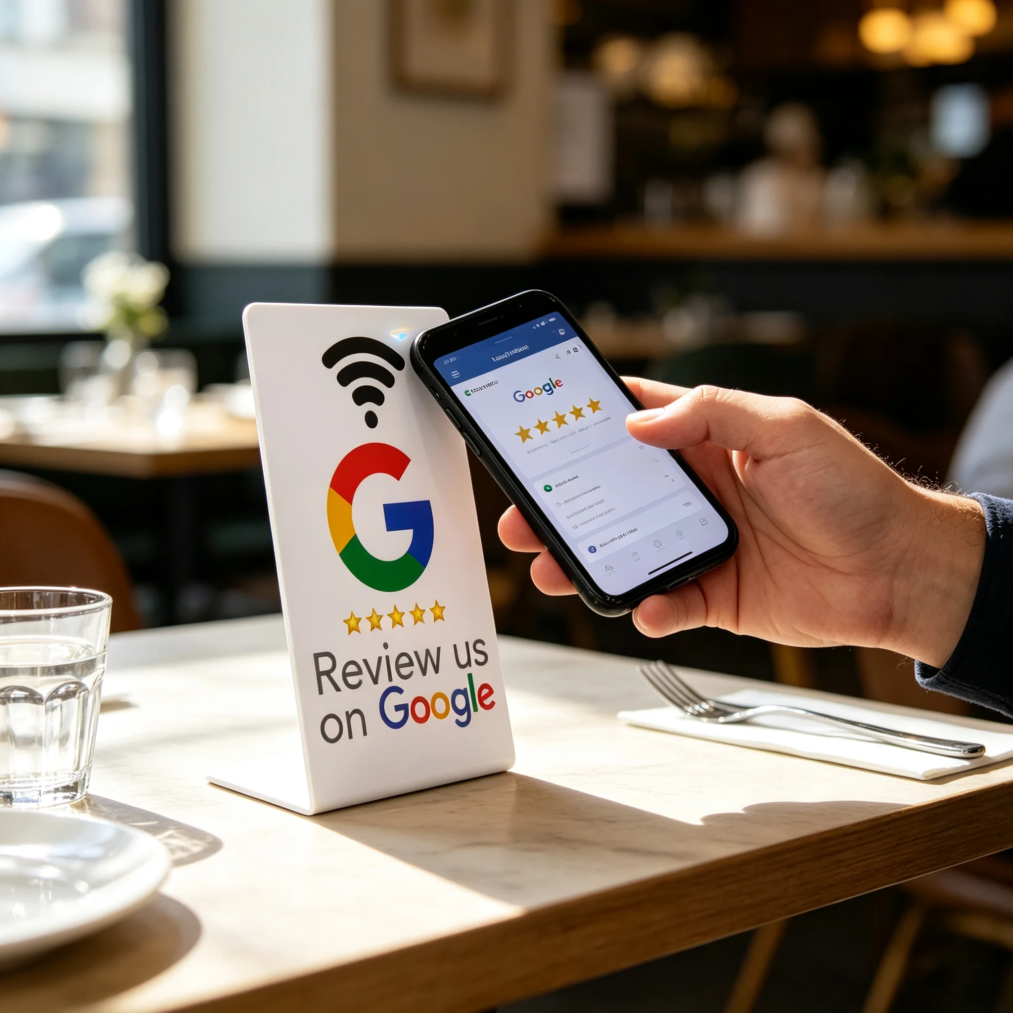 Programmable NFC Review Card NTAG215 13 56MHz Electronic Tag Chip Sensing Google Restaurant Review Card for Customer Feedback