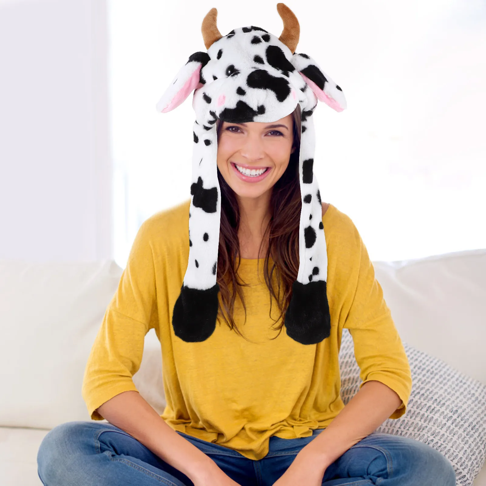 

Jumping Animal Ear Hat Supple Comfortable Decorative Festival Party Hat for Adults Performance Prop Cute Photo Prop Cosplay