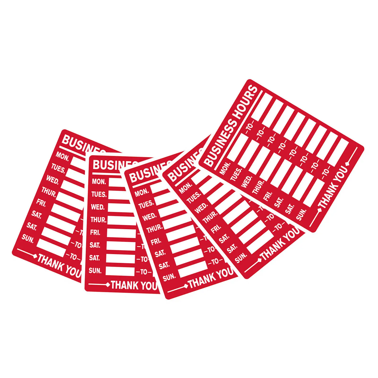 

5Pcs Waterproof Business Hours Sign Fillable Stickers 7.9x5.9 Hours for Glass Door Office Restaurant Retail Counter