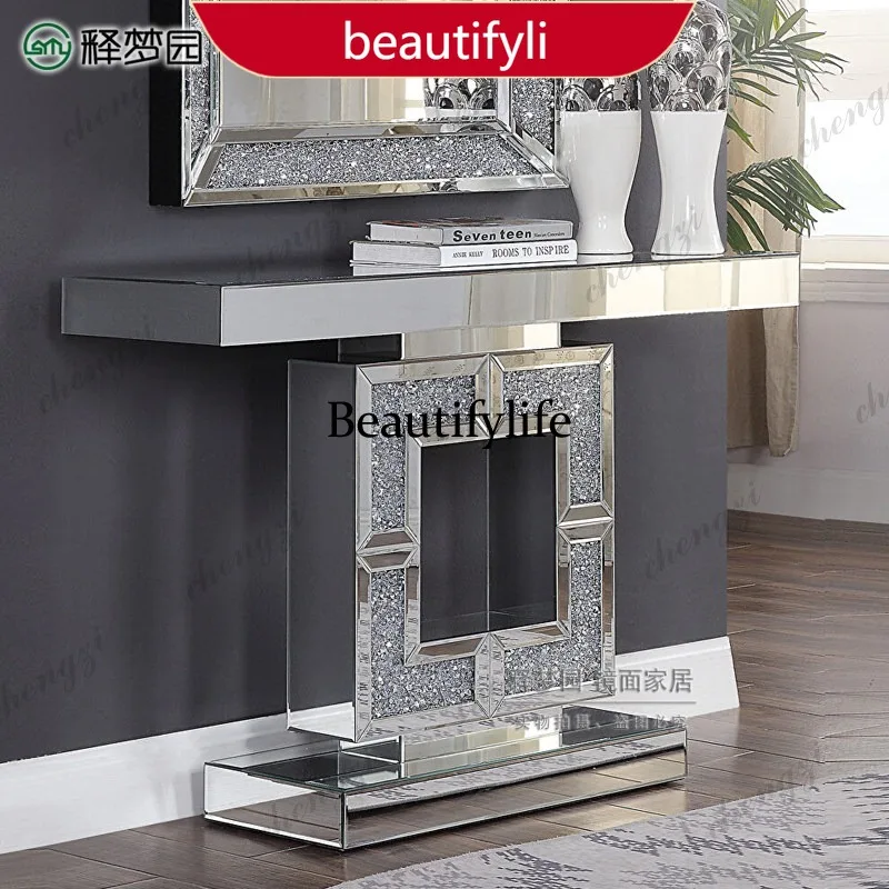 MM45 European-style entryway table, light luxury, modern living room screen storage rack, wall-mounted mirror entryway table