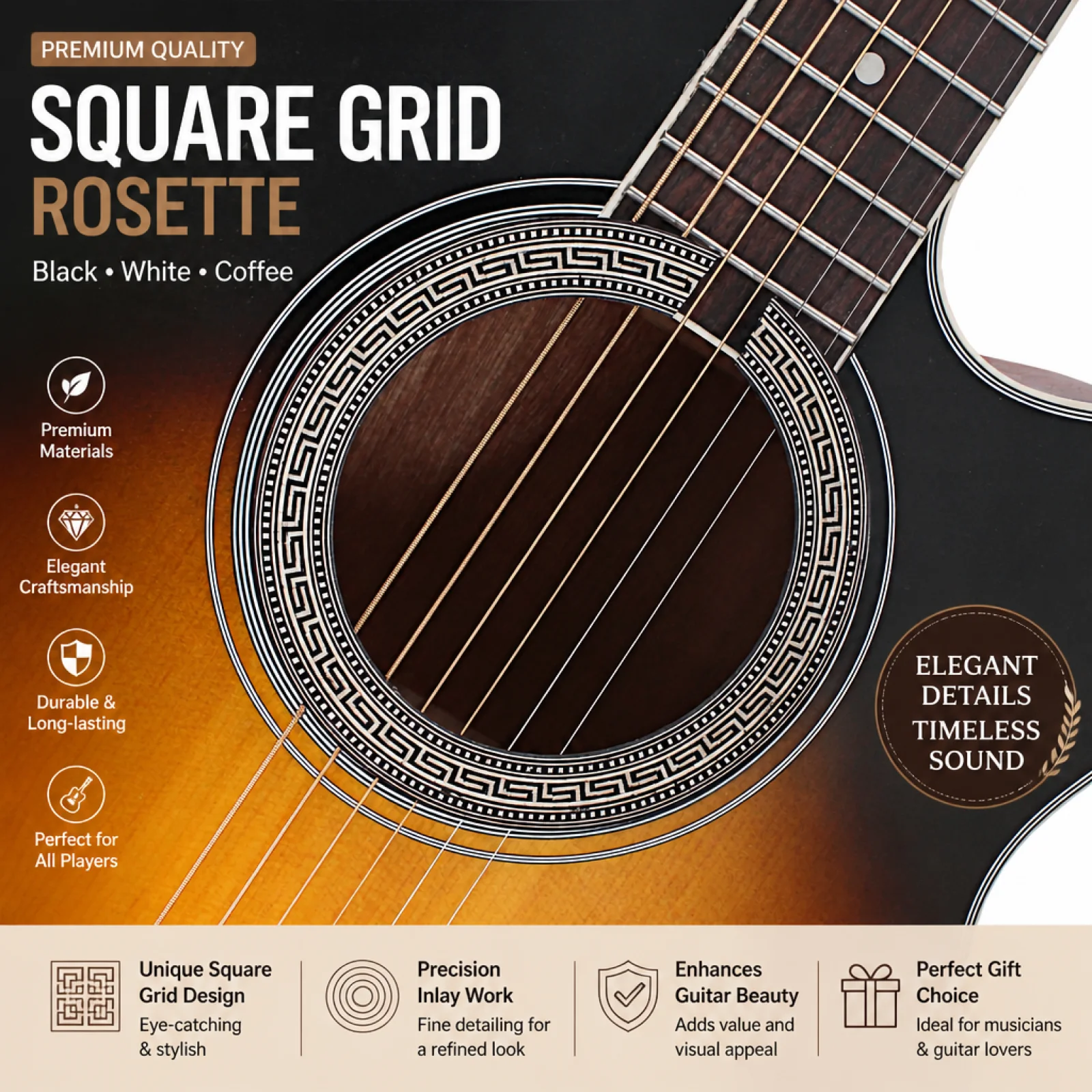 Acoustic Guitar Soundhole Rosette Wooden Inlay for Guitar DIY Maker