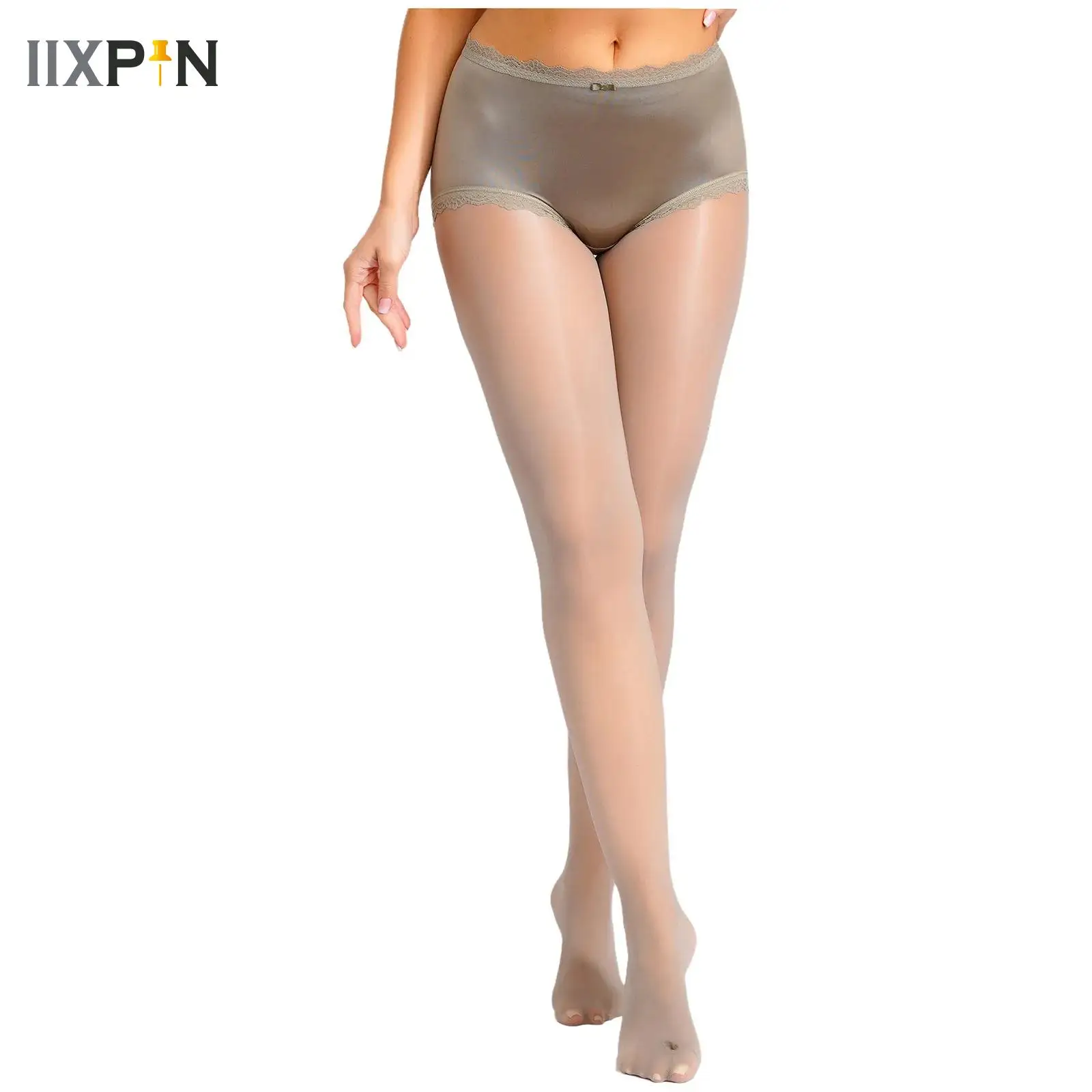 

Sexy Pantyhose Stockings Women Ultra-thin Aurora Horse Oil High Elastic Shiny Anti-hook Tights Sheer Floral Lace Footed Stocking