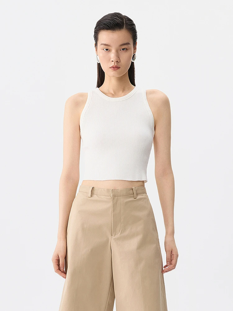 JNBY Sommer Slim Fit Tank Top rund Ne Svel Baumwollmischung Casual Sle ort Länge Innenbekleidung für Frauen