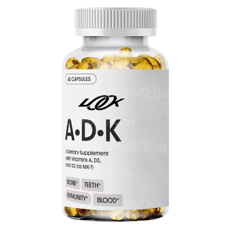 

Добавка Adk поддерживает кость — содержит витамины А, Д3, и К2 (Мк-7) — вегетарианская, безглютеновая и соя — 60 капсул