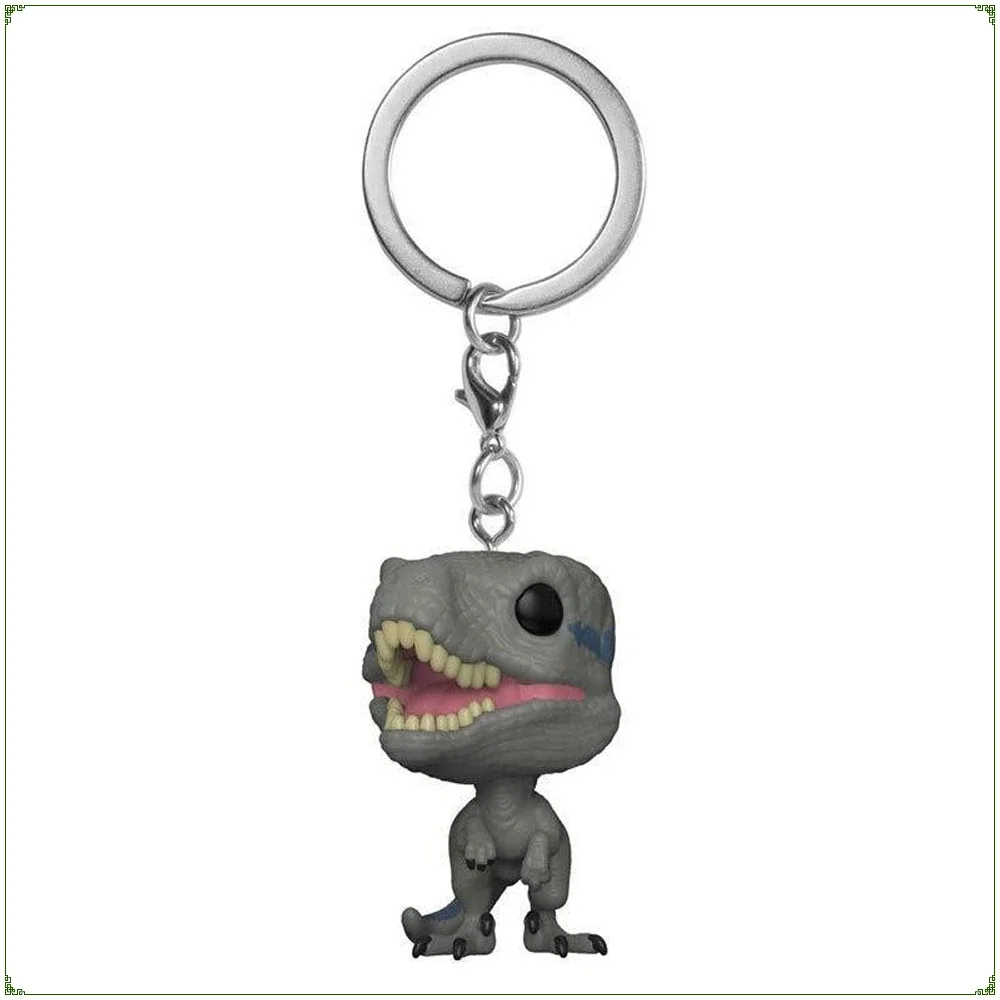 

FUNKO Pocket Keychain Jurassic Park Anime Cartoon Q-Version Blue Velociraptor Keychain Pendant Cool and Exquisite Gift in Stock