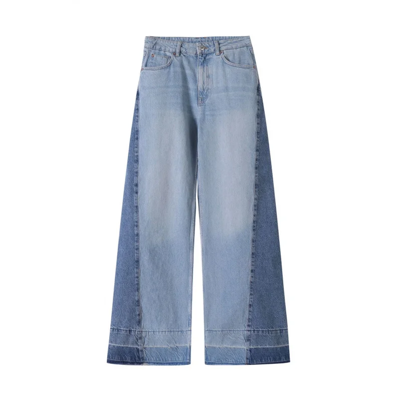 

Wholesale cross-border foreign trade women's clothing2025Autumn European and American style patchwork design denim wide-leg pant