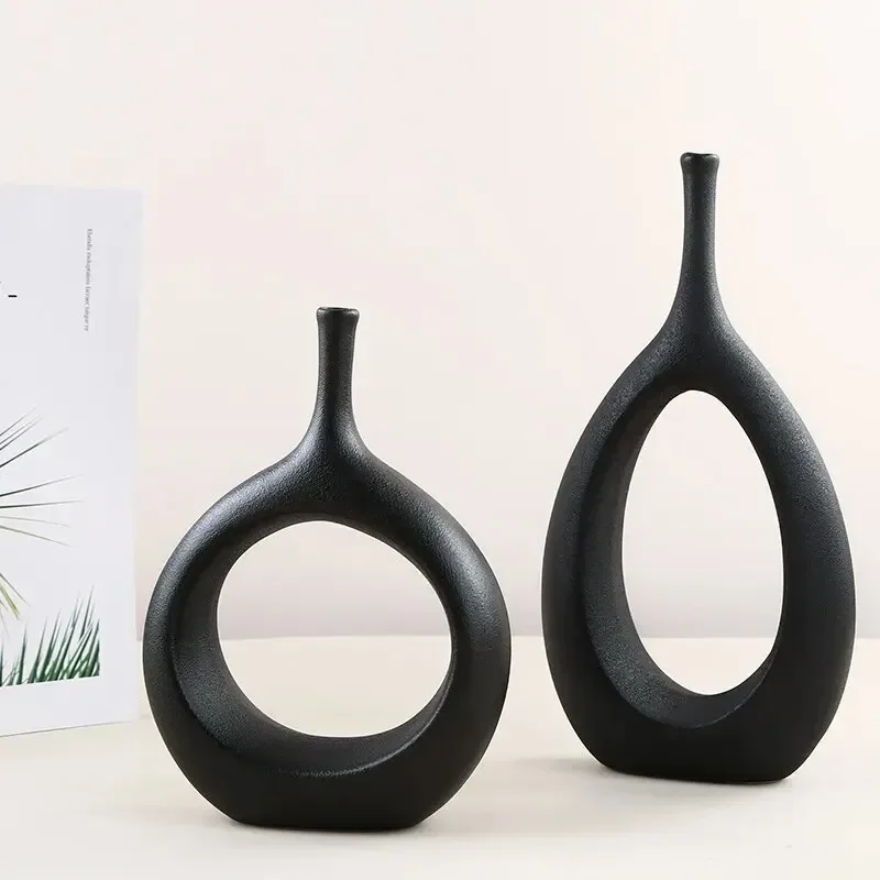 Ceramic Vase Gold Hollow Out Round Shape Flower Arrangement Hydroponics Accessories Handicraft Ornaments Wedding Vases