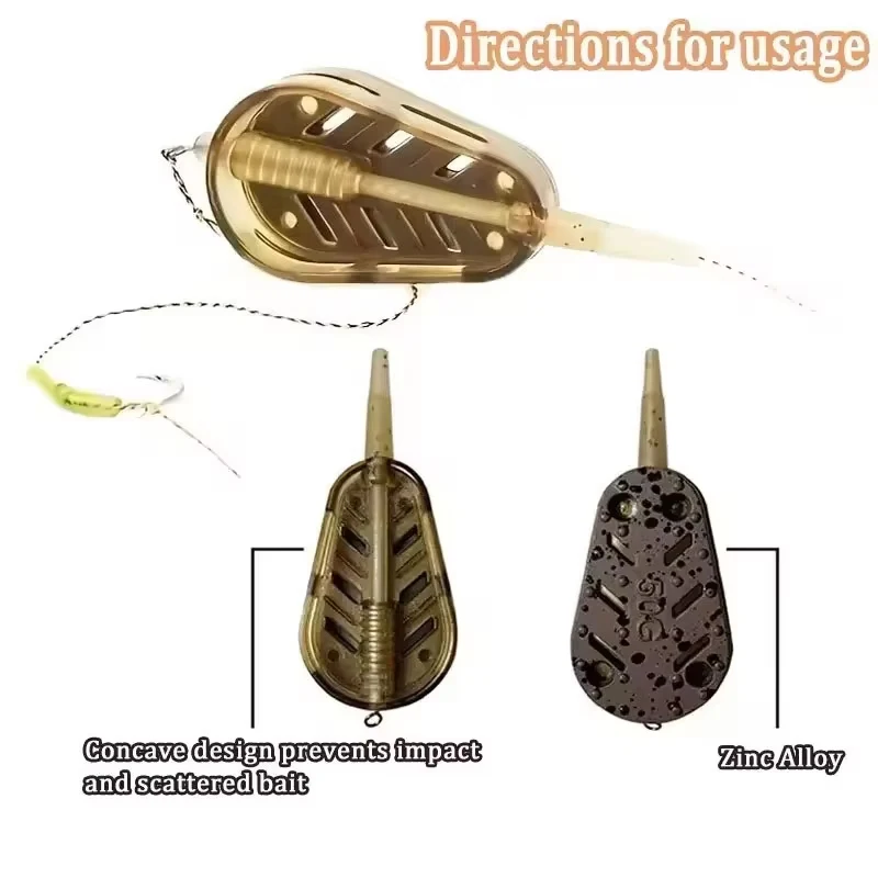 3-Piece Quick Release Carp Feeder Set, 20g 30g 40g 50g Bait Cages, Long Distance Fishing Sinker Weights for Carp Fishing view 5