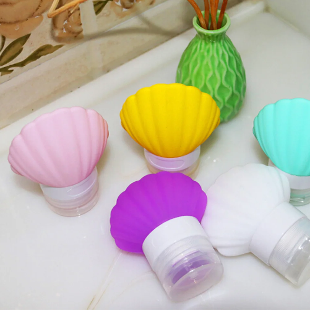 5 個のシリコントラベルボトルアソートカラー小型シェルデザイン漏れ防止詰め替え可能な包装保管容器