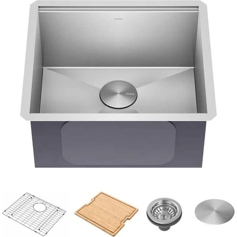 Kore 21 Inch Undermount Workstation 16 Gauge Stainless Steel Double Bowl Stainless Steel Kitchen Sink