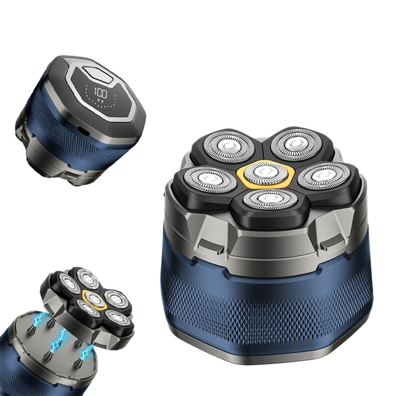 

Индивидуальная 6D вращающаяся мужская электробритва, перезаряжаемая бритва для лысины, беспроводная мужская водонепроницаемая бритва IPX6, триммеры для паха