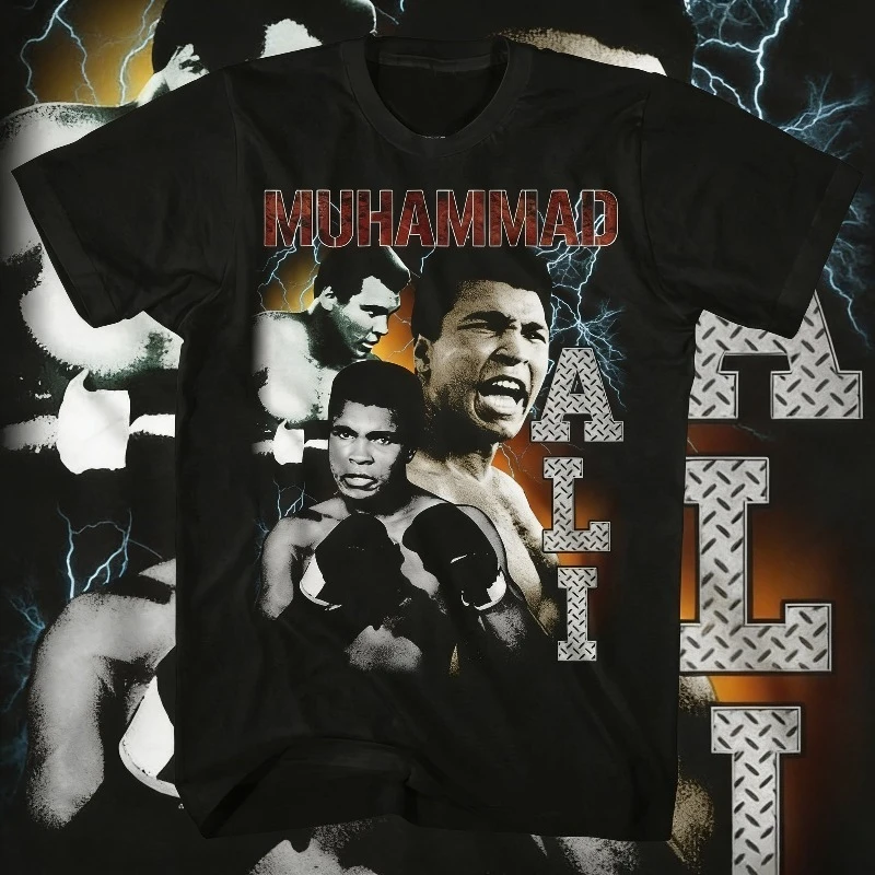

Muhammad Ali - Bootleg Men Fashion Street Hip-hop Rock Short-sleeved Women 100% Pure Cotton Printed T-shirt Round-neck Top