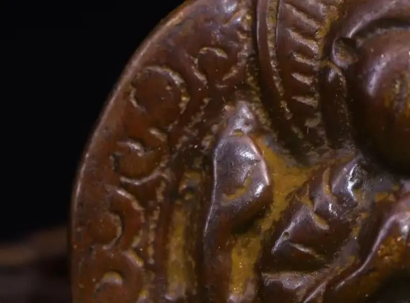 

2"Temple Collection Old Bronze Four armed Guanyin Buddha Pendant Amulet Dharma Town House Exorcism