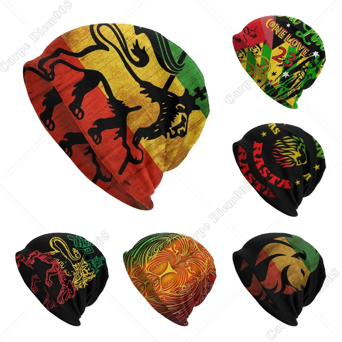 

Lion Of Judah Flag Ethiopia King Selassie Rasta Beanie Unisex Hip Hop Winter Warm Skullies Beanies Hats Adult Knitted Bonnet Cap