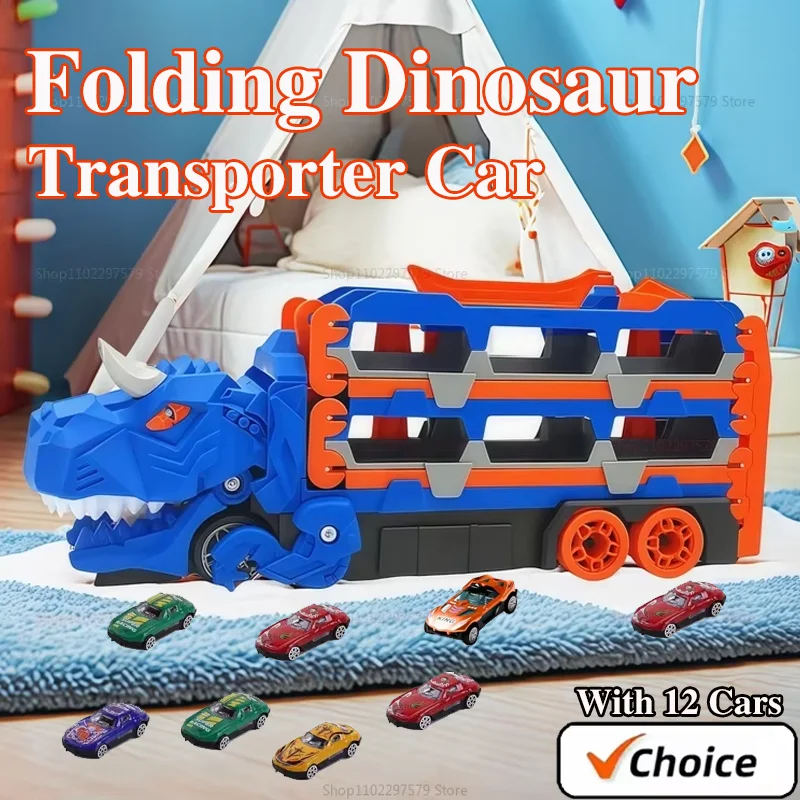 

2025 Upgraded Kids Car Toys Gifts For Boys Ages 3-12 Foldable Transformable Dinosaur Vehicle Set 12 Cars Toys For Play And Gifts