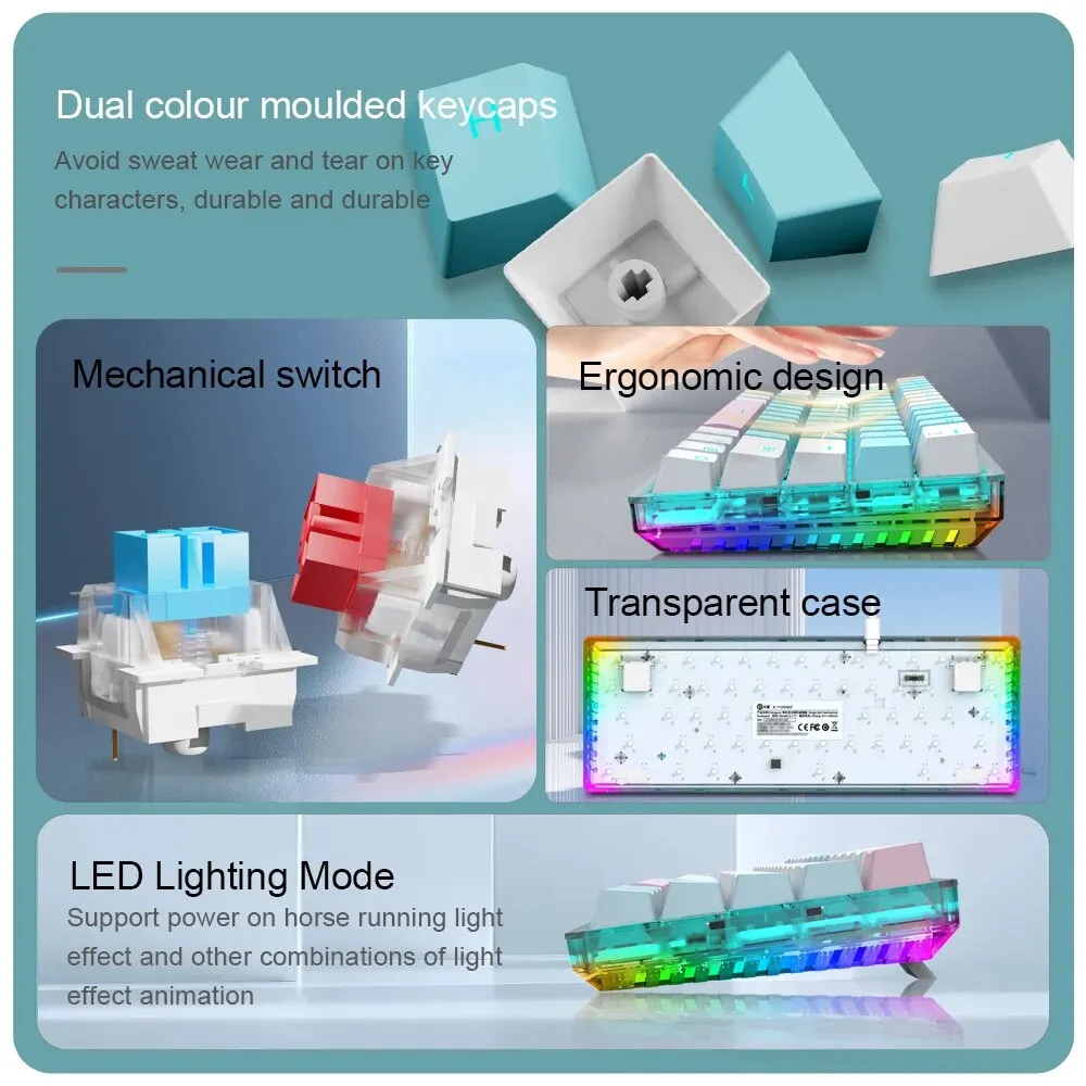 E-YOOSO Z11T USB Wired Mechanical Gaming Keyboard Blue Red Switch 61 Keys Gamer Russian Brazilian Portuguese for Computer Laptop