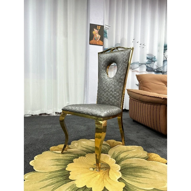 

Stainless steel dining chair hotel casual leather chair household dining table